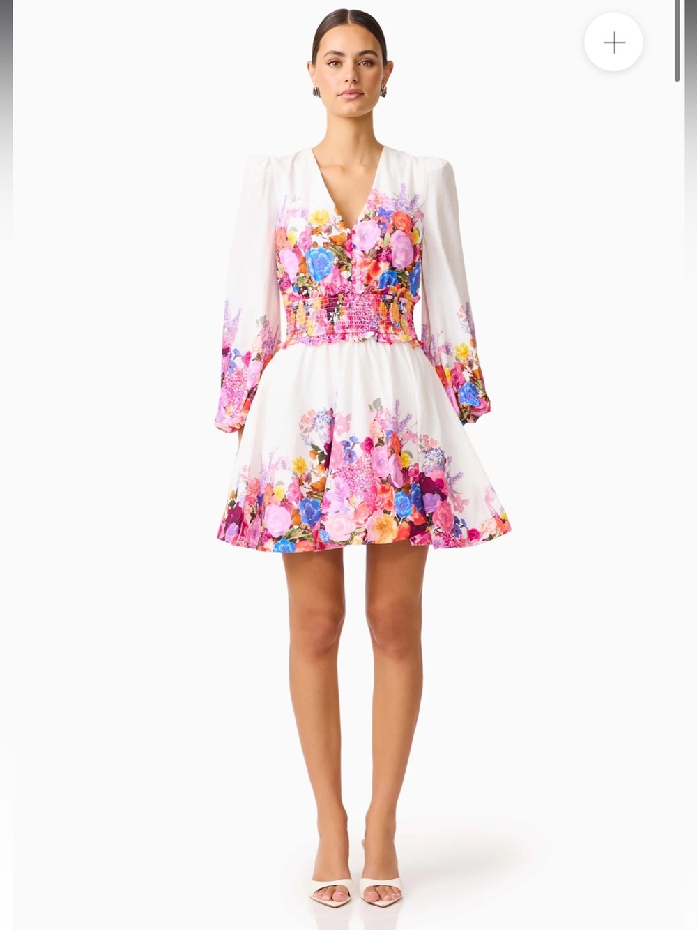 elliatt alice white ombre floral print long sleeve mini dress size XL NEW